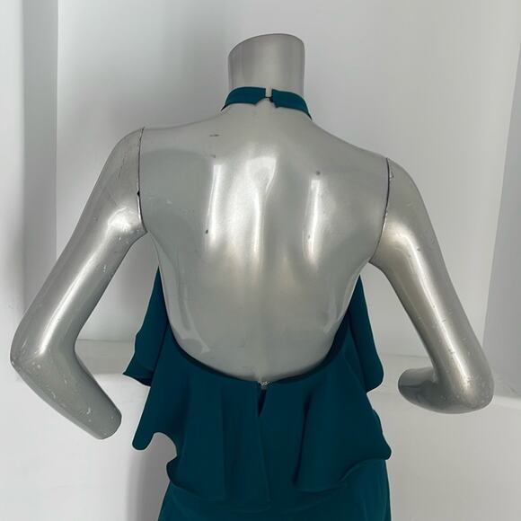 Zara Women Blogger Fave Halter Ruffle Jumpsuit Green  Cropped Legs Size XS NWT - Picture 11 of 15